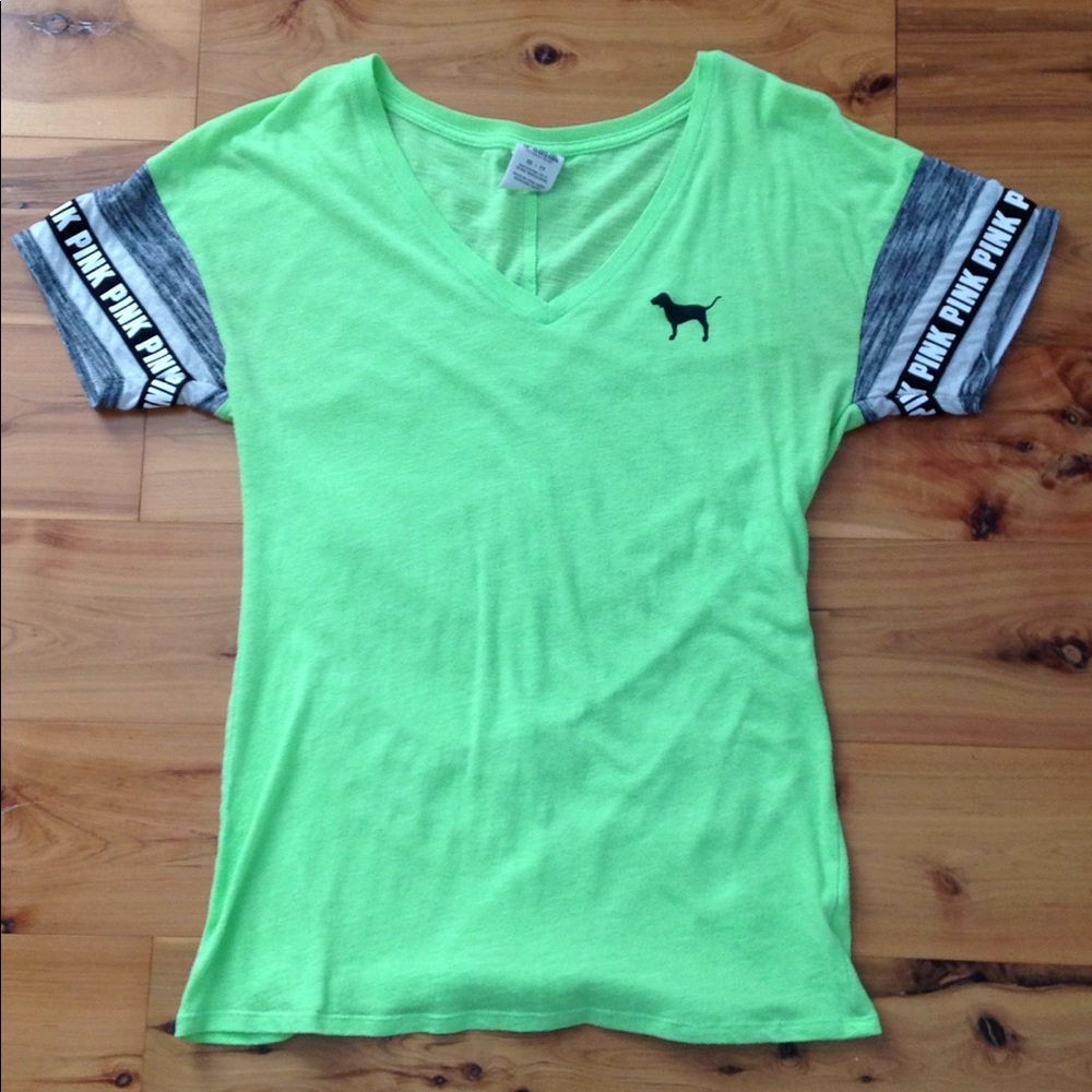 VS PINK neon green tee shirt XS / small